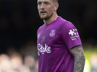 Jordan Pickford #1 (GK) of Everton F.C. during the Premier League match between Everton and Crystal Palace at Goodison Park in Liverpool, En...