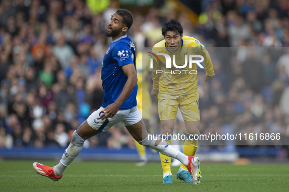 Daichi Kamada #18 of Crystal Palace F.C. during the Premier League match between Everton and Crystal Palace at Goodison Park in Liverpool, E...