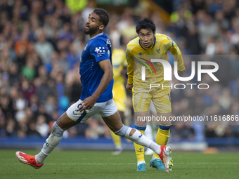 Daichi Kamada #18 of Crystal Palace F.C. during the Premier League match between Everton and Crystal Palace at Goodison Park in Liverpool, E...