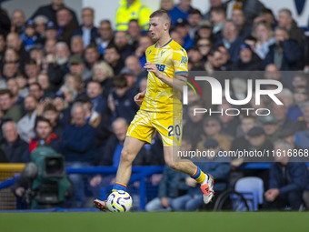 Adam Wharton #20 of Crystal Palace F.C. during the Premier League match between Everton and Crystal Palace at Goodison Park in Liverpool, En...