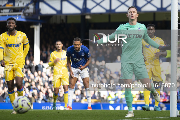 During the Premier League match between Everton and Crystal Palace at Goodison Park in Liverpool, England, on September 28, 2024. 