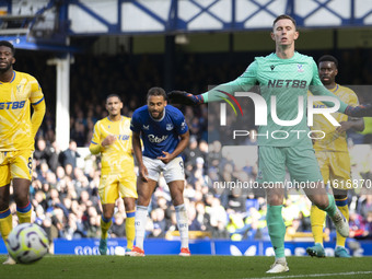 During the Premier League match between Everton and Crystal Palace at Goodison Park in Liverpool, England, on September 28, 2024. (