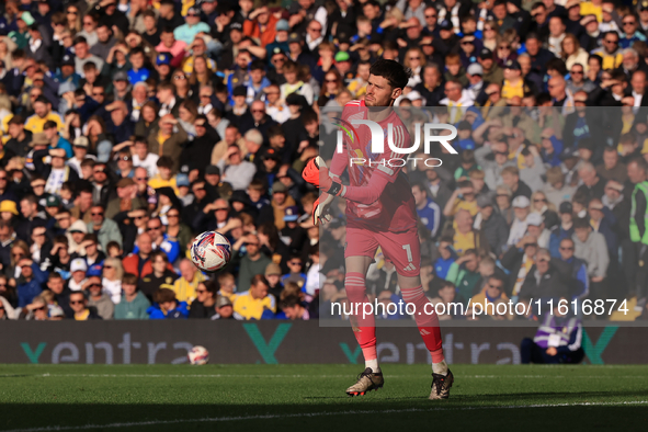 Illan Meslier (Leeds United) during the Sky Bet Championship match between Leeds United and Coventry City at Elland Road in Leeds, England,...