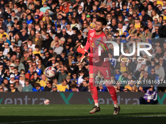 Illan Meslier (Leeds United) during the Sky Bet Championship match between Leeds United and Coventry City at Elland Road in Leeds, England,...