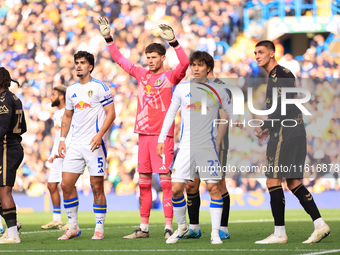 Illan Meslier (Leeds United) prepares for a corner during the Sky Bet Championship match between Leeds United and Coventry City at Elland Ro...