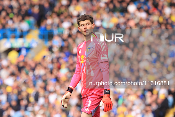 Illan Meslier (Leeds United) during the Sky Bet Championship match between Leeds United and Coventry City at Elland Road in Leeds, England,...