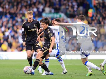 Tatsuhiro Sakamoto (Coventry City) battles with Ao Tanaka (Leeds United) during the Sky Bet Championship match between Leeds United and Cove...