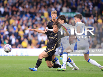 Tatsuhiro Sakamoto (Coventry City) battles with Ao Tanaka (Leeds United) during the Sky Bet Championship match between Leeds United and Cove...