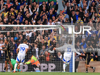 Joel Piroe (Leeds United) scores his team's third goal during the Sky Bet Championship match between Leeds United and Coventry City at Ellan...