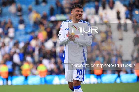 Joel Piroe (Leeds United) after the Sky Bet Championship match between Leeds United and Coventry City at Elland Road in Leeds, England, on S...