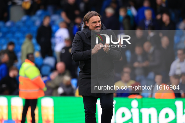 Daniel Farke, Leeds United manager, after the Sky Bet Championship match between Leeds United and Coventry City at Elland Road in Leeds, Eng...