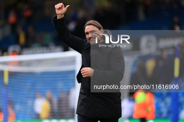 Daniel Farke, Leeds United manager, after the Sky Bet Championship match between Leeds United and Coventry City at Elland Road in Leeds, Eng...