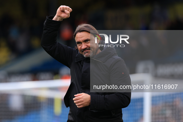 Daniel Farke, Leeds United manager, after the Sky Bet Championship match between Leeds United and Coventry City at Elland Road in Leeds, Eng...