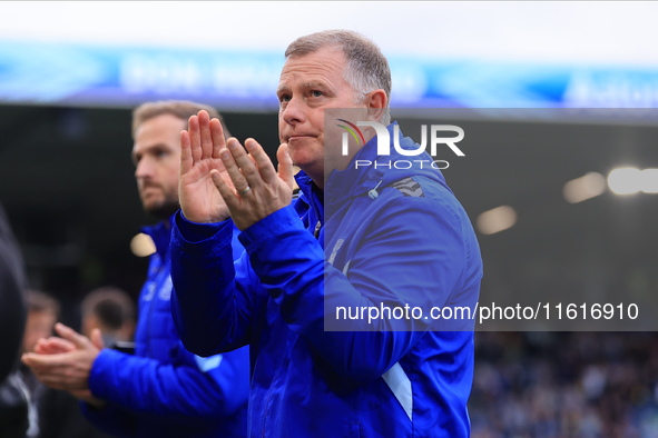 Mark Robbins, Coventry City manager, after the Sky Bet Championship match between Leeds United and Coventry City at Elland Road in Leeds, En...