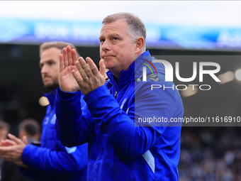 Mark Robbins, Coventry City manager, after the Sky Bet Championship match between Leeds United and Coventry City at Elland Road in Leeds, En...