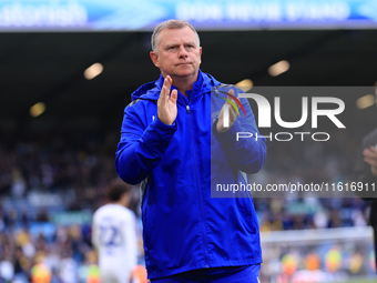 Mark Robbins, Coventry City manager, after the Sky Bet Championship match between Leeds United and Coventry City at Elland Road in Leeds, En...