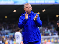 Mark Robbins, Coventry City manager, after the Sky Bet Championship match between Leeds United and Coventry City at Elland Road in Leeds, En...