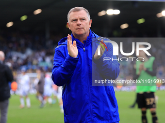 Mark Robbins, Coventry City manager, after the Sky Bet Championship match between Leeds United and Coventry City at Elland Road in Leeds, En...