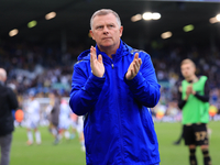 Mark Robbins, Coventry City manager, after the Sky Bet Championship match between Leeds United and Coventry City at Elland Road in Leeds, En...