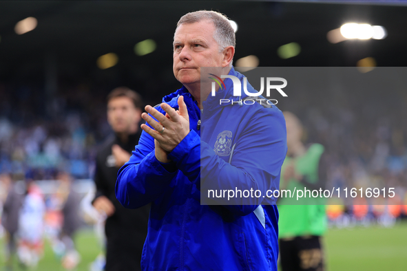 Mark Robbins, Coventry City manager, after the Sky Bet Championship match between Leeds United and Coventry City at Elland Road in Leeds, En...