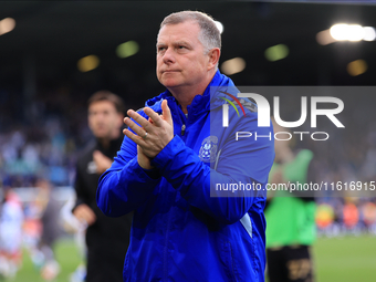 Mark Robbins, Coventry City manager, after the Sky Bet Championship match between Leeds United and Coventry City at Elland Road in Leeds, En...