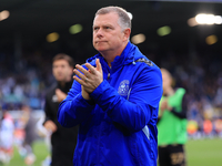 Mark Robbins, Coventry City manager, after the Sky Bet Championship match between Leeds United and Coventry City at Elland Road in Leeds, En...