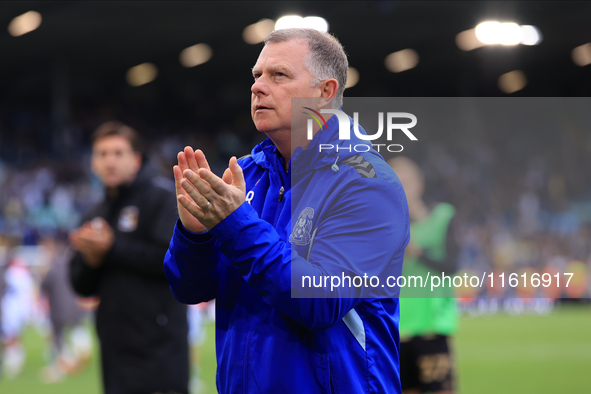 Mark Robbins, Coventry City manager, after the Sky Bet Championship match between Leeds United and Coventry City at Elland Road in Leeds, En...