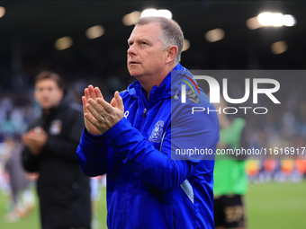 Mark Robbins, Coventry City manager, after the Sky Bet Championship match between Leeds United and Coventry City at Elland Road in Leeds, En...