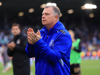 Mark Robbins, Coventry City manager, after the Sky Bet Championship match between Leeds United and Coventry City at Elland Road in Leeds, En...