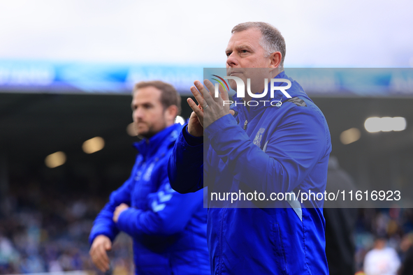 Mark Robbins, Coventry City manager, after the Sky Bet Championship match between Leeds United and Coventry City at Elland Road in Leeds, En...