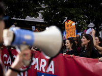 Thousands of people take to the streets in Lisbon, Portugal, on October 28, 2023, to demand better living conditions and lower housing price...