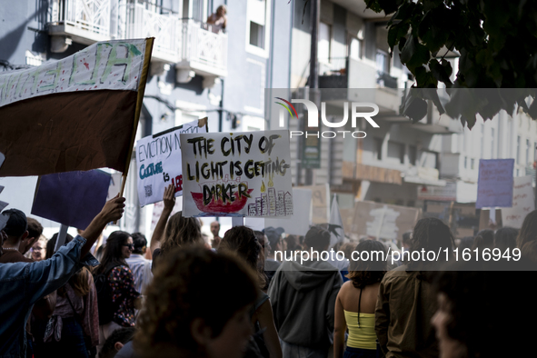 Thousands of people take to the streets in Lisbon, Portugal, on October 28, 2023, to demand better living conditions and lower housing price...