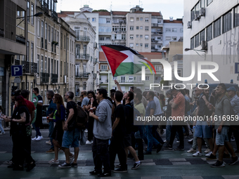 Thousands of people take to the streets in Lisbon, Portugal, on October 28, 2023, to demand better living conditions and lower housing price...