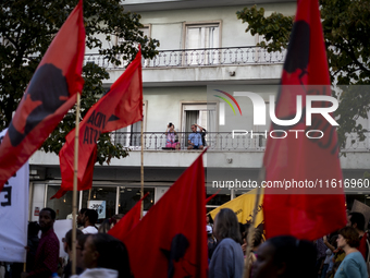 Thousands of people take to the streets in Lisbon, Portugal, on October 28, 2023, to demand better living conditions and lower housing price...