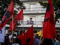 Thousands of people take to the streets in Lisbon, Portugal, on October 28, 2023, to demand better living conditions and lower housing price...