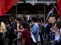 Thousands of people take to the streets in Lisbon, Portugal, on October 28, 2023, to demand better living conditions and lower housing price...