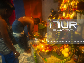 Tamil Hindus from the Shri Muniswaren Temple in Medan Polonia, North Sumatra, Indonesia, commemorate Lord Muniswaren's birthday by beating d...