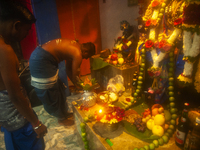 Tamil Hindus from the Shri Muniswaren Temple in Medan Polonia, North Sumatra, Indonesia, commemorate Lord Muniswaren's birthday by beating d...