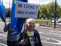 LONDON, UNITED KINGDOM - SEPTEMBER 28, 2024: Thousands of pro-EU demonstrators gather in central London ahead a march to Parliament Square c...