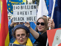 LONDON, UNITED KINGDOM - SEPTEMBER 28, 2024: Thousands of pro-EU demonstrators gather in central London ahead a march to Parliament Square c...