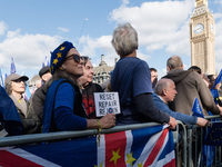 LONDON, UNITED KINGDOM - SEPTEMBER 28, 2024: Thousands of pro-EU demonstrators take part in a rally in Parliament Square calling for the UK...