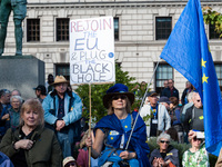 LONDON, UNITED KINGDOM - SEPTEMBER 28, 2024: Thousands of pro-EU demonstrators take part in a rally in Parliament Square calling for the UK...