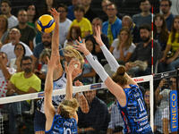 Nika Daalderop of Vero Volley Milano is in action during the Supercoppa Fineco Lega Volley Femminile between Prosecco Doc Imoco Conegliano a...