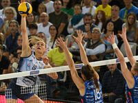 Nika Daalderop of Vero Volley Milano is in action during the Supercoppa Fineco Lega Volley Femminile between Prosecco Doc Imoco Conegliano a...