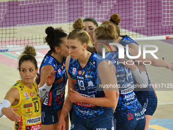 Prosecco Doc Imoco Conegliano competes against Vero Volley Milano during the Supercoppa Fineco Lega Volley Femminile at Palazzo dello Sport...