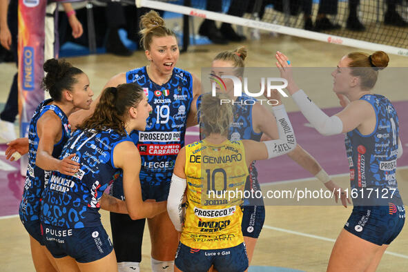 Prosecco Doc Imoco Conegliano competes against Vero Volley Milano during the Supercoppa Fineco Lega Volley Femminile at Palazzo dello Sport...