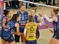 Prosecco Doc Imoco Conegliano competes against Vero Volley Milano during the Supercoppa Fineco Lega Volley Femminile at Palazzo dello Sport...