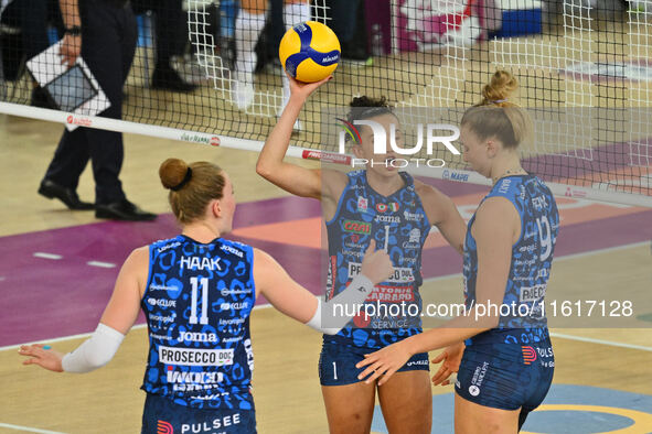 Prosecco Doc Imoco Conegliano competes against Vero Volley Milano during the Supercoppa Fineco Lega Volley Femminile at Palazzo dello Sport...