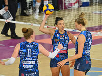 Prosecco Doc Imoco Conegliano competes against Vero Volley Milano during the Supercoppa Fineco Lega Volley Femminile at Palazzo dello Sport...