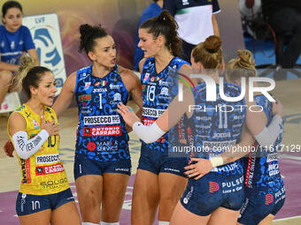 Prosecco Doc Imoco Conegliano competes against Vero Volley Milano during the Supercoppa Fineco Lega Volley Femminile at Palazzo dello Sport...